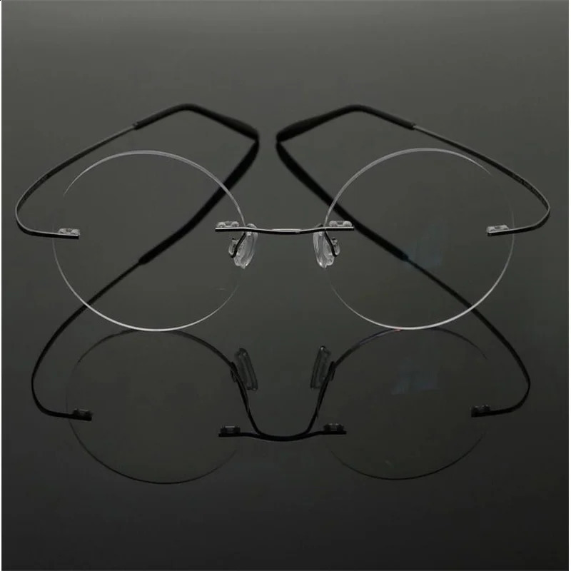 Steve Jobs Star Style Ultra-light Memory Rimless Round Myopia Eyeglasses Optical Glasses Frame Men Women Eyewear A1 241230