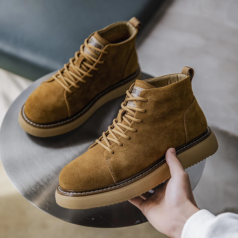 British Style Men Genuine Leather Boots Casual Antiskid Outdoor Oxfords Shoes Vintage Classcis Round Toe Boots Lace-up Boots 241231