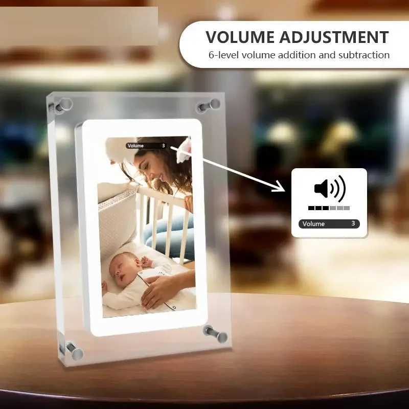 Frames Acrylic digital photo frame 5-inch 1000mAh IPS screen 2G memory volume button speaker C-type cutting gift for Loved Porta Retrato CL241231
