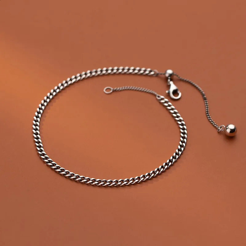 925 Silver Ankle Jewelry Foot Bracelet Chain Women Jewelry On Leg Thai Silver Adjustable Simpl For Anklet Girls Socks Vintage 241226