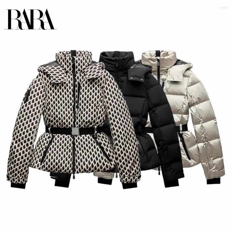 Women's Trench Coats 2025 RARA Fashion Waist With Belt Hooded Down Cotton Jacket Commuting Warm Windproof More Comfortable To Wear