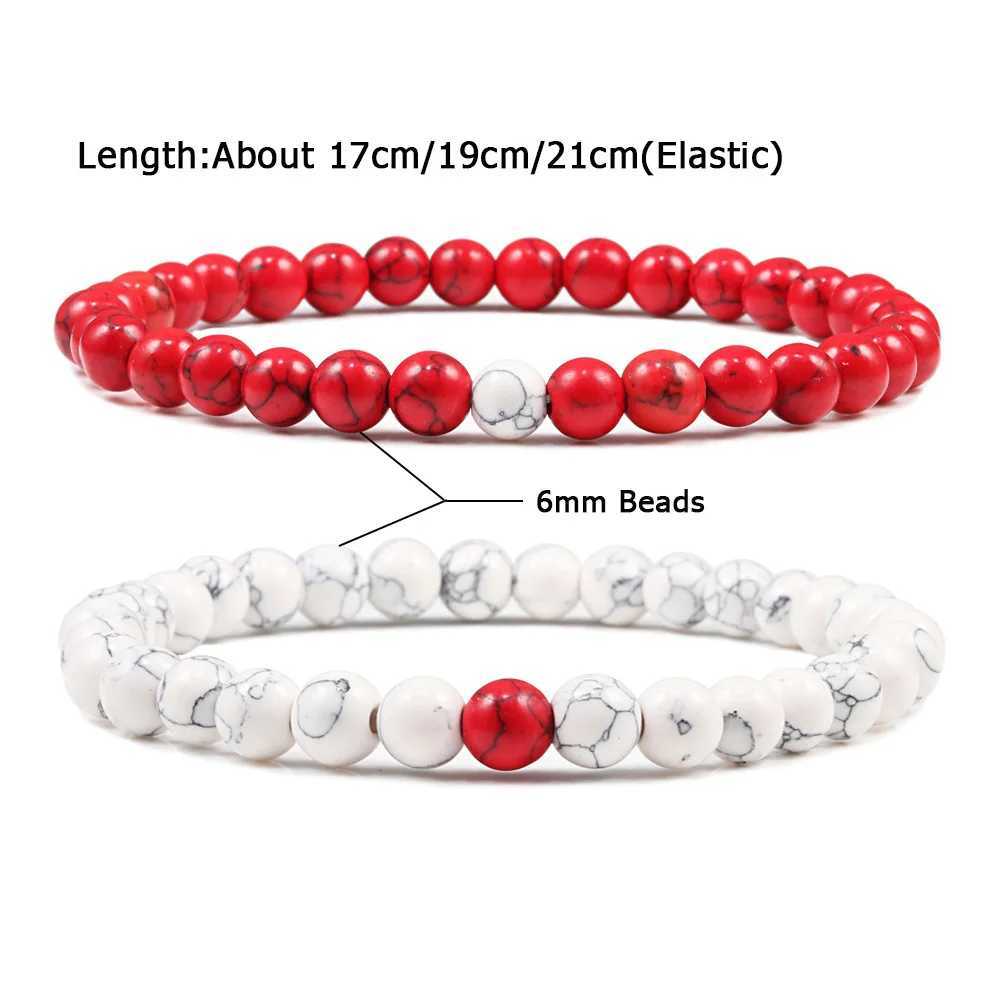 Couple Set Bracelet Charm Black Lava Tiger Eye Natural Stone Elastic Bracelet Tren Yoga Bead Bracelet Friendship Jewelry Gift W241231