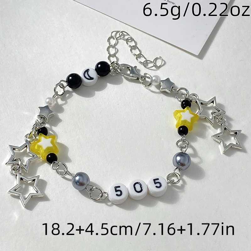 1 piece of fashionable heart-shaped star sweet Y2K imitation pearl colored handmade bead bracelet for womens dance party gift charm jewelry W241231