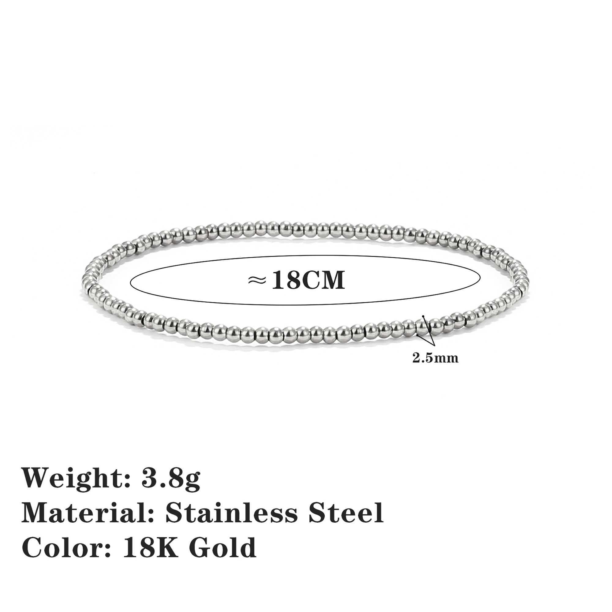 Joya Stainless Steel Bead Bracelet Womens Gold Bead Stretchable Elastic Waterproof Bracelet Jewelry Gift W241231