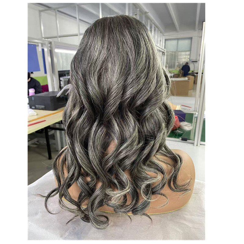 Gray lace wigs human hair 5x5 hd lace raw virgin real human hair silver grey salt and pepper natural gray hand made silk closure layered bob wigs