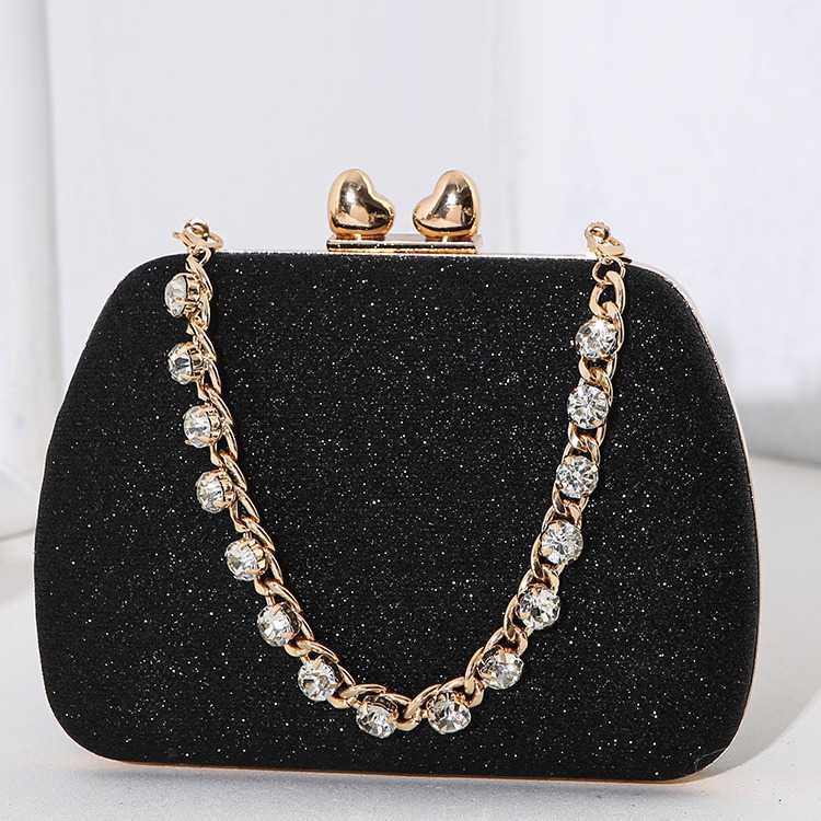 Advanced texture square box style banquet bag, heart-shaped diamond inlaid handbag, socialite banquet handbag, crossbody women's bag 241215