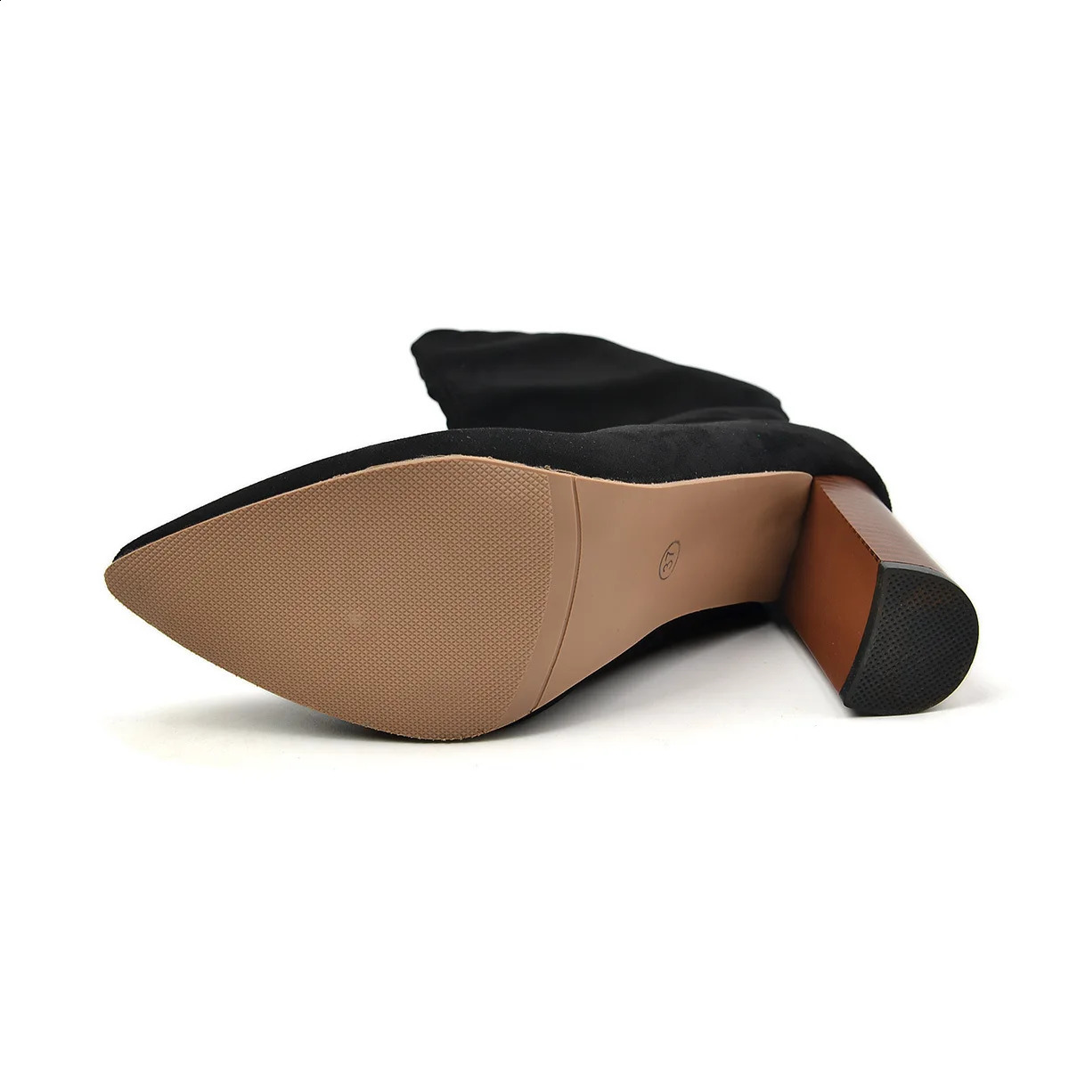 Boots Women Cowboy Heels Western Chunky Shoes Leather Knee High Long Elegant Plus Size 42 43 Rock Pole Dance Brown 241231