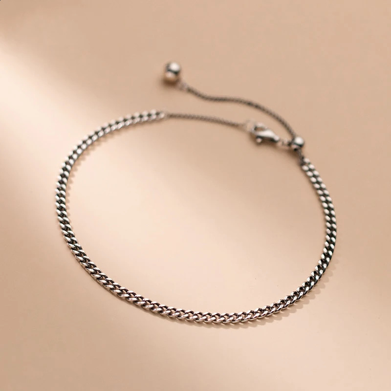 925 Silver Ankle Jewelry Foot Bracelet Chain Women Jewelry On Leg Thai Silver Adjustable Simpl For Anklet Girls Socks Vintage 241226