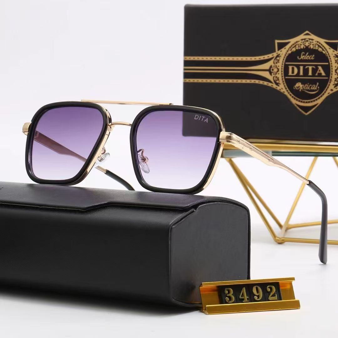 Ditas sunglasses mens Luxury designer metal square frame glasses anti-glare UV400 men's sunglasses with box