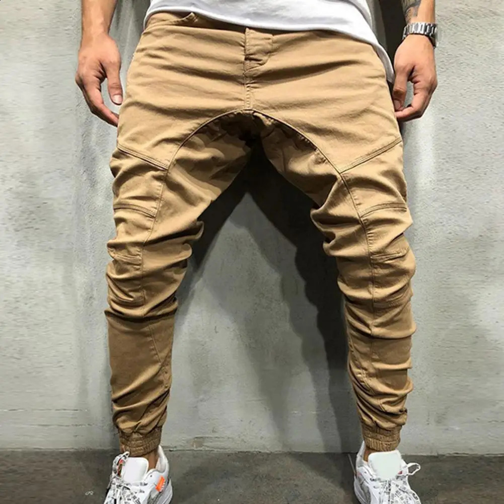 Autumn Camouflage Style Mens Jeans Joggers Sweatpants Cargo Trendy Hip Hop SolidColored Pencil Pants Men Fitness Trousers 241230