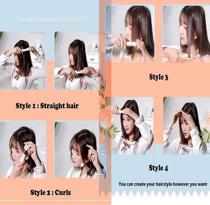 Mini portable hair straightener flat hair straightener iron ceramic dry and wet constant temperature hair straightener W241231