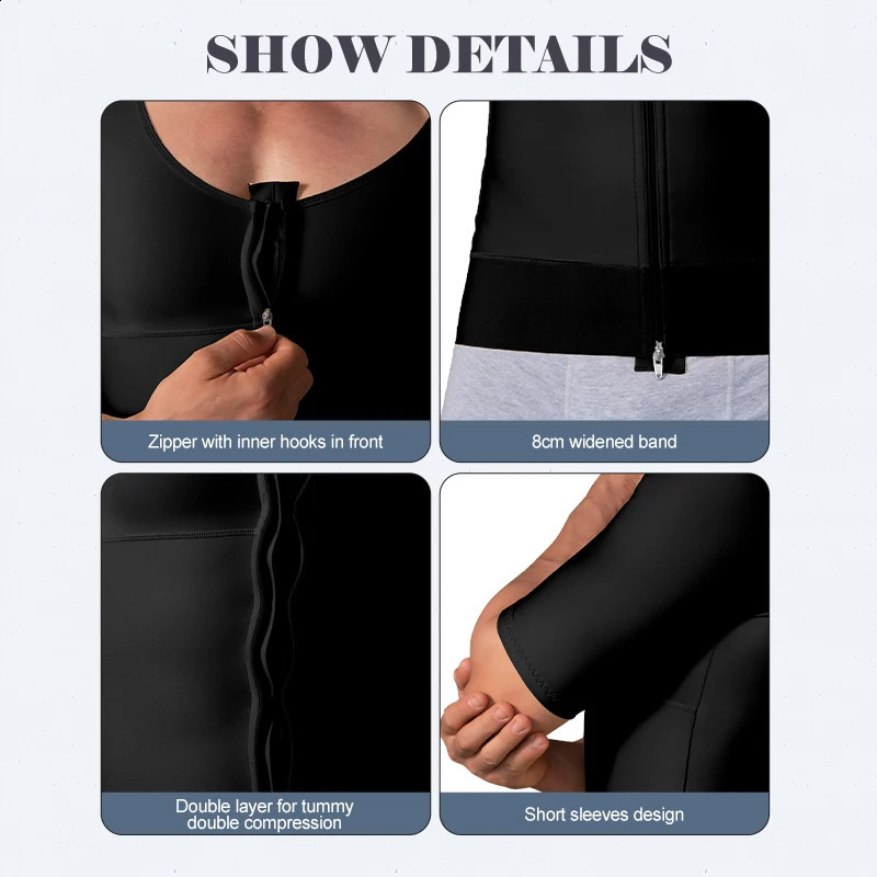 Men Slimming Tummy Control Body Shaper Post Op Surgery Gynecomastia Lipo Short Sleeve Vest Faja Shapewear Top 241231