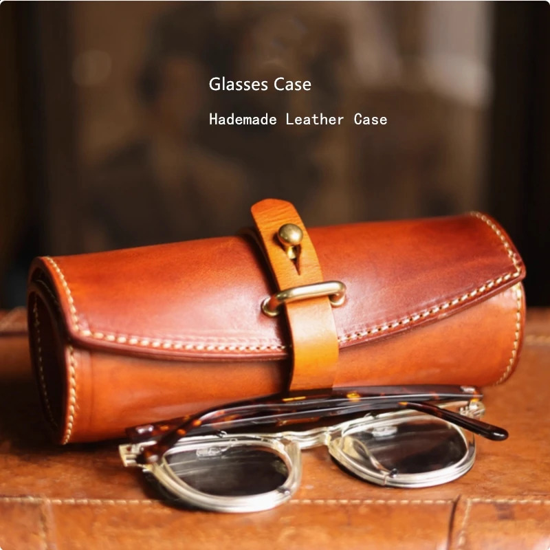 Big Leather Glasses Case Hademade Mens Sunglasses Storage Cases Brown Eyewear Sport Box Outside Case 241231