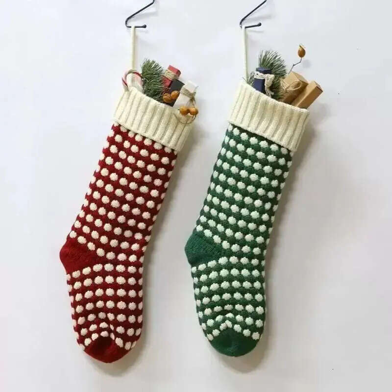 Christmas Stocking High Personalized Quality Gift Bags Knit Decorations Xmas Socking Large Decorative Soc 1102