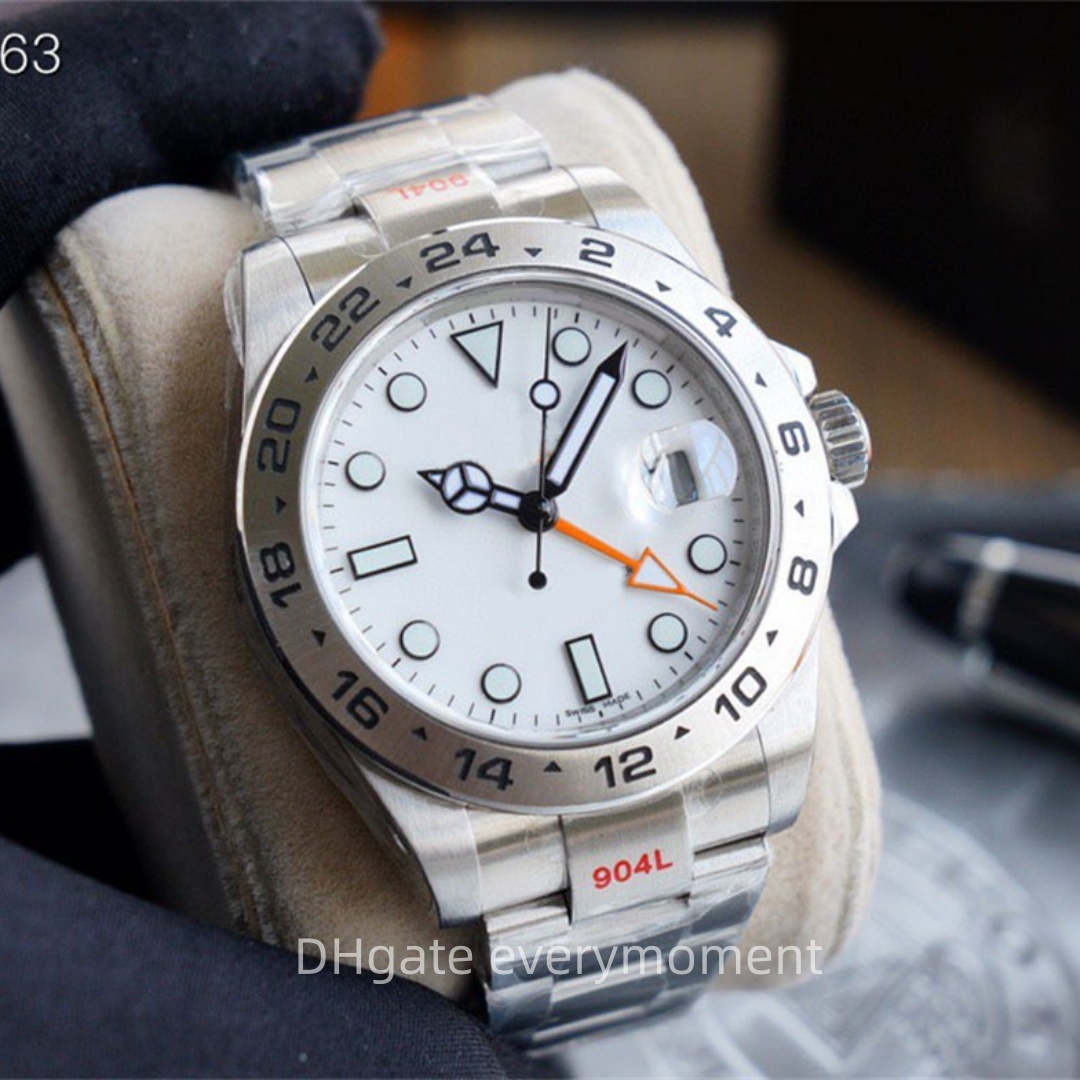TOP quality 42MM men's watches 216570 226570 automatic mechanical watch GMT 904L orange hands 2813 movement waterproof stainless steel Wristwatches with boxes-A