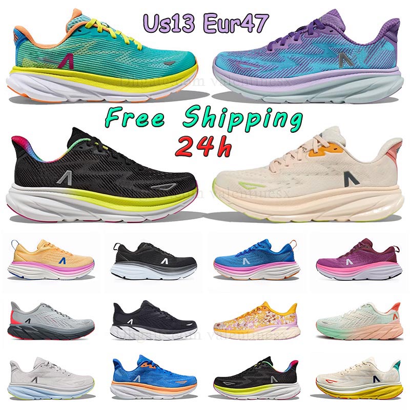 free shipping shoe bondi 8 One clifton 9 running shoes for men women designer sneakers triple black white pink blue mens womens dhagte outdoor sports trainers us13 47