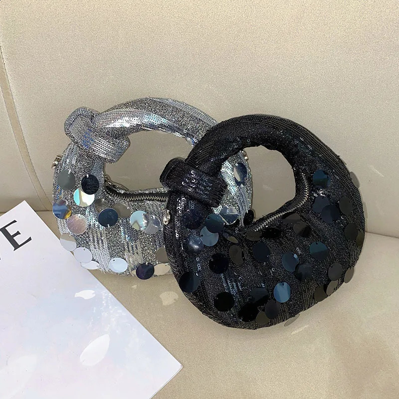 Mini Half moon Evening Clutch Party Bags For Women Handbag 2025 In Fashion Sequins Chain Shoulder Crossbody 241231