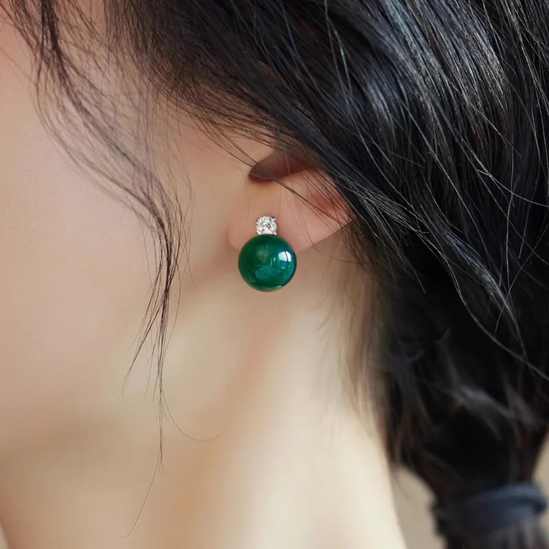 Minar Green Color Jade Natural Stone CZ Cubic Zirconia Drop Earrings for Women Copper Wholesale Office Career Jewelry 241225