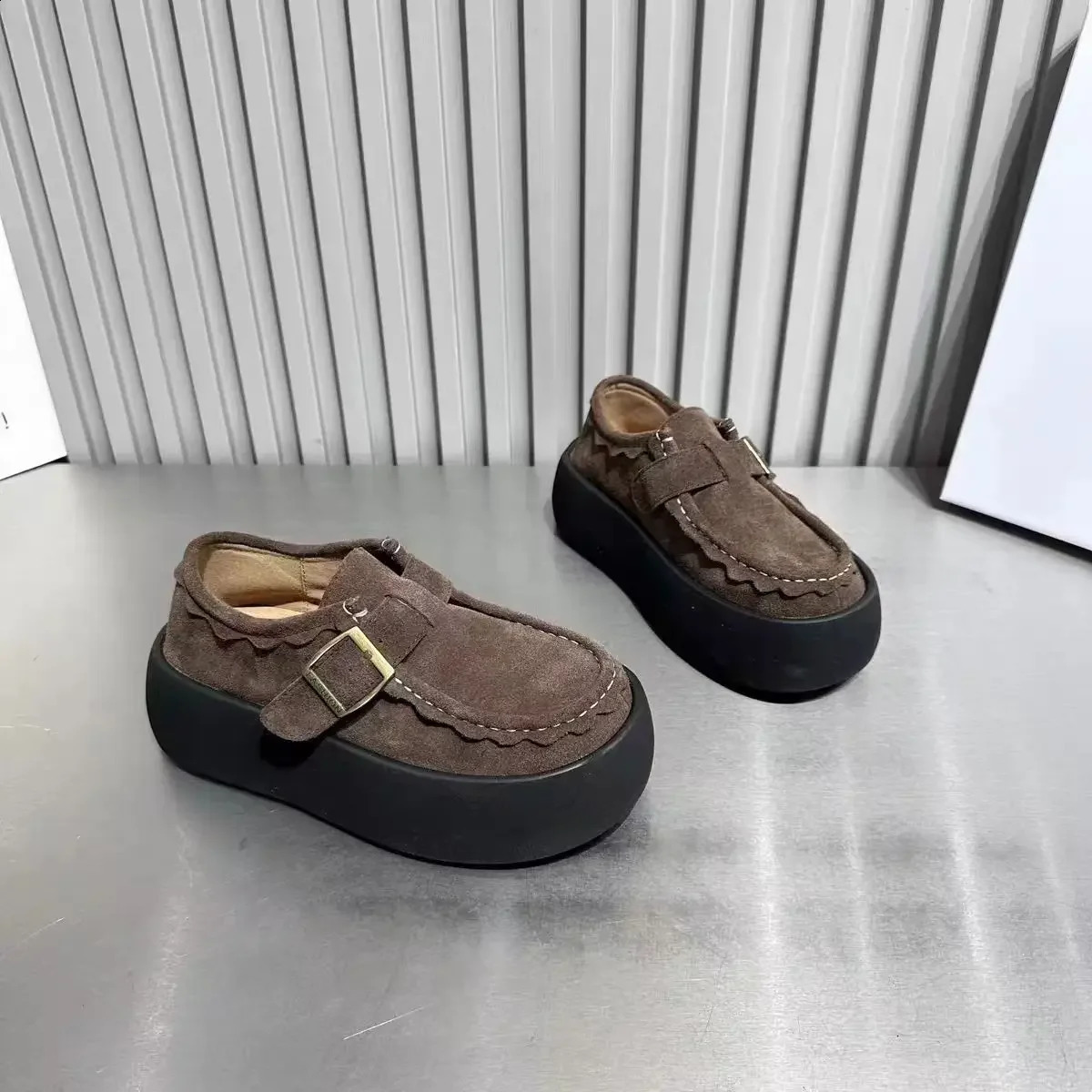 Top Quality Women Loafers Leather Flats Doug Shoes Mary Jane Sandals Platform Womens Casual Boat Lolita Big Toe 241225