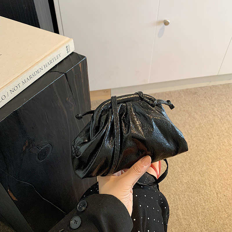 Wrinkled and stylish candy colored drawstring 2024 summer fashion simple solid color single shoulder crossbody women's bag 241231