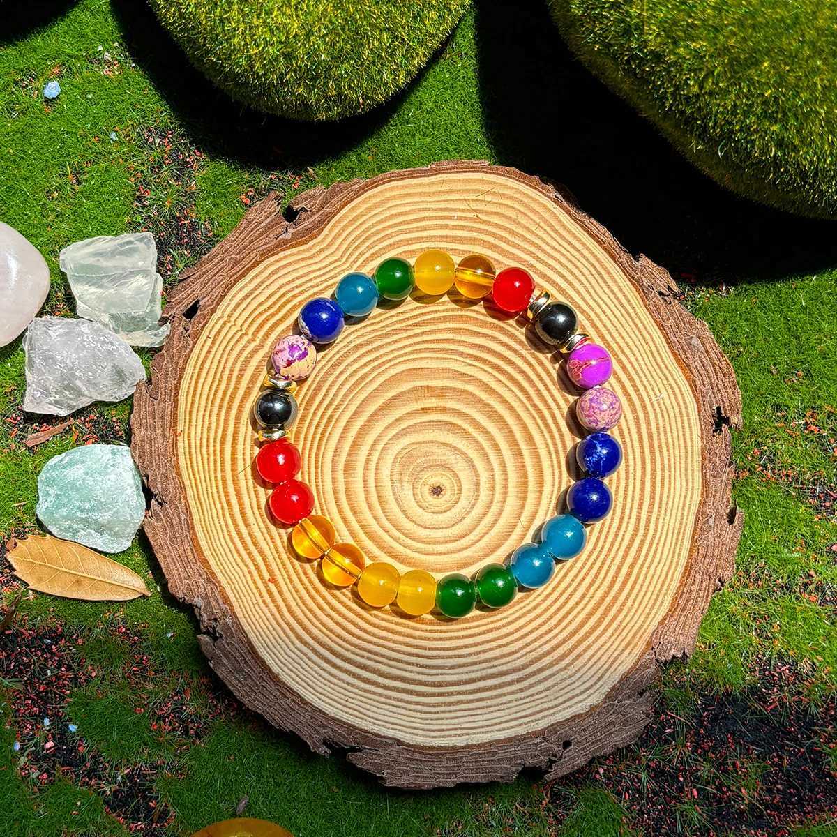 1 piece/7 chakra bracelet made of natural stone 7-color handmade bead bracelet suitable for mens and womens yoga Metion bracelets fashion W241231