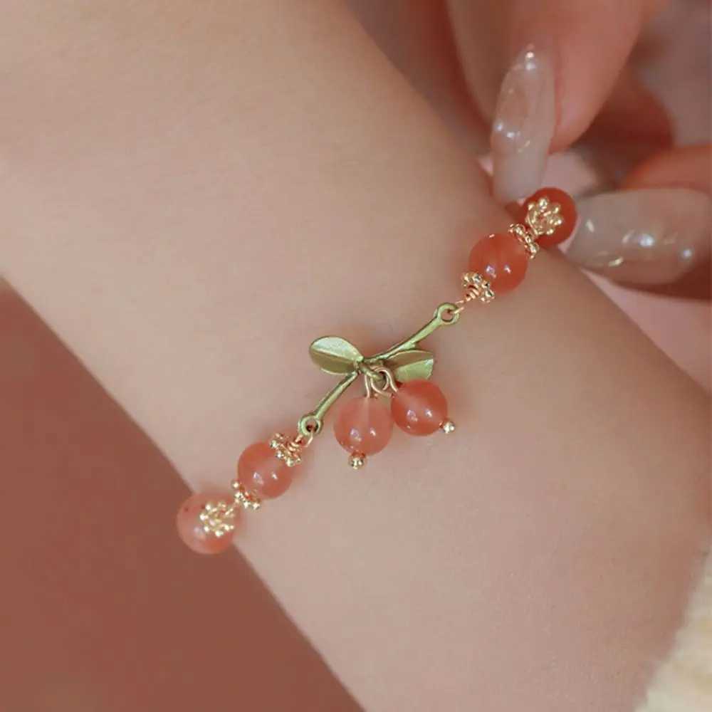 New Chinese style orchid bracelet sweet cherry pendant bracelet fresh student bead bracelet girls jewelry accessories W241231