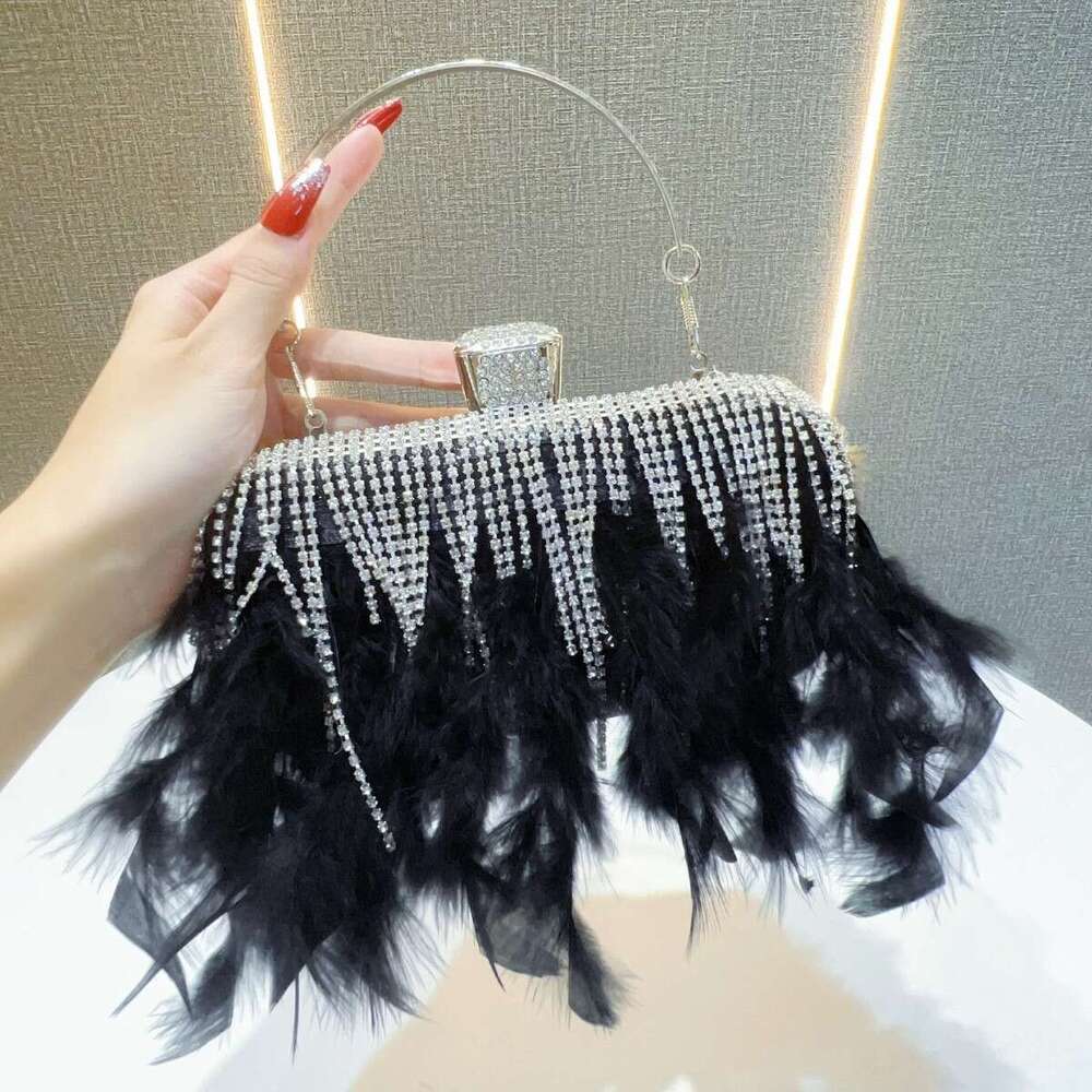 New Hand-Held With Dia Studded Tassel For Evening Wear, Wedding Banquet Bag, One Shoulder Crossbody Dinner Bag