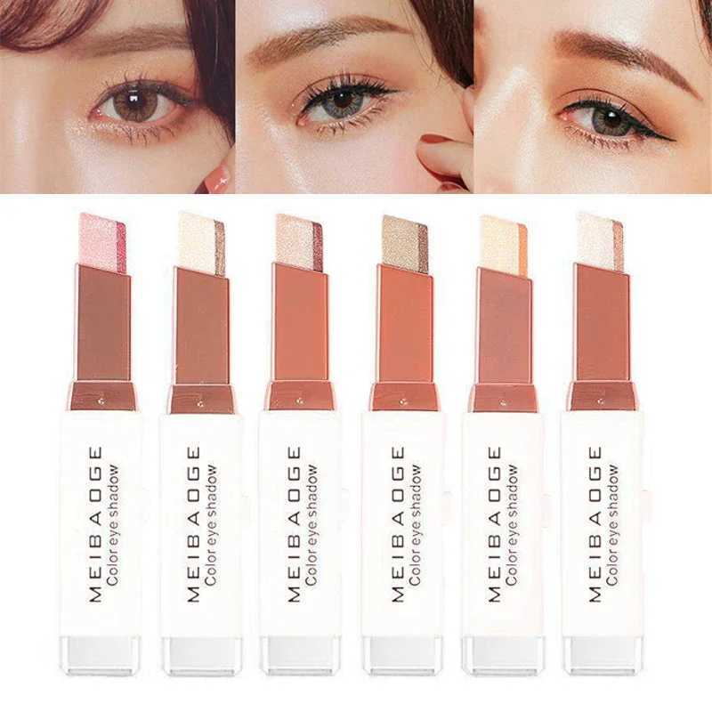 Professional 2-in-1 two color gradual change velvet shadow eye shadow stick waterproof and durable shimmer metal eye shadow makeup W241230