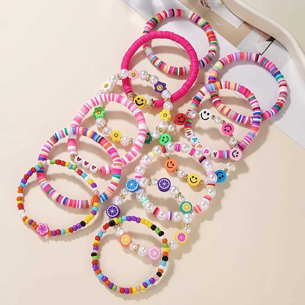 12 pieces/set Bohemian chic polymer clay bead bracelet ideal gift for summer fashion girls W241231