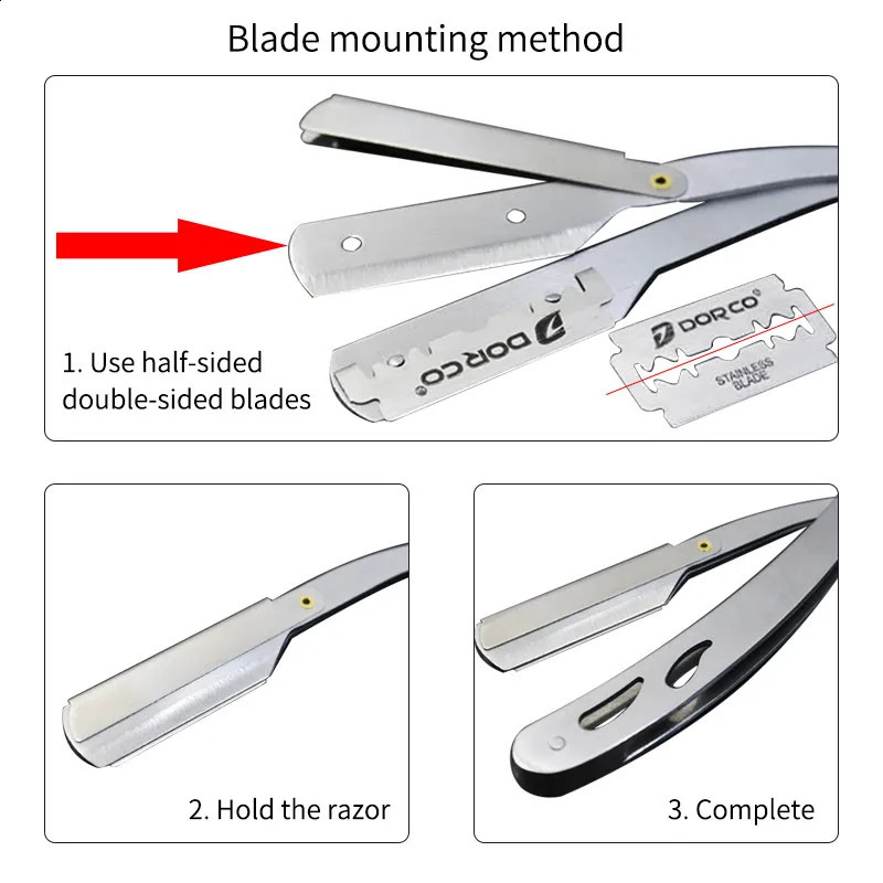 Adjustable Safety Razor Mens Professional Manual Shaver Straight Edge Stainless Steel Barber Razor Men Folding Shaving Tool 241230