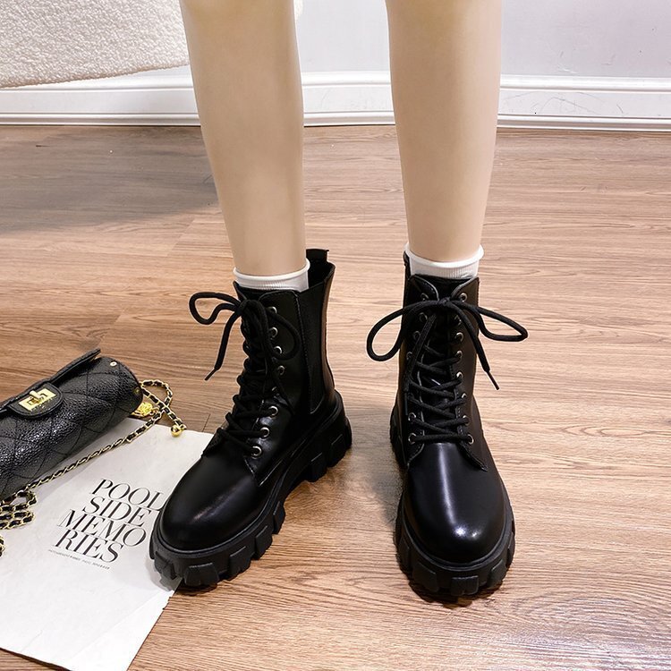Martin British Ddmywed Style New In Trendy Cool Fashion Black Short Sole Thick Heel Women S Boots Chinese Brand Shoes F Ddmysaturn