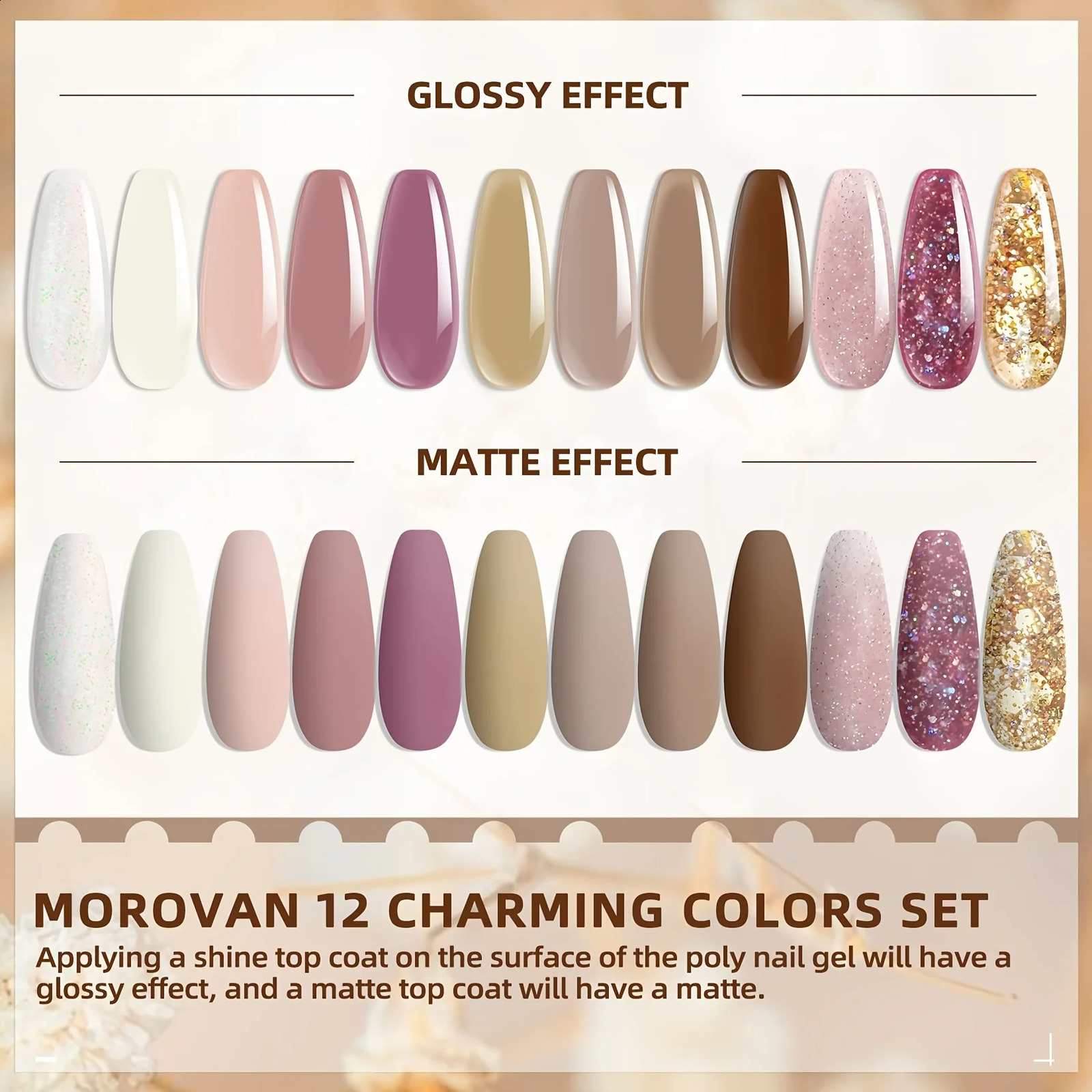 Morovan Poly Gel Nail Kit 12 Colors Pure Poly Gel and Glitter Long-Lasting Professional Kits for Beginners DIY Nail Art 241230