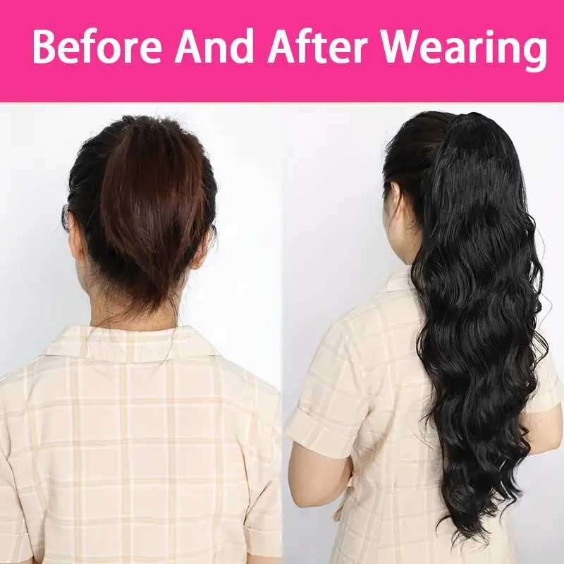 00G/piece body wave human hair brushed ponytail extension Remy hair natural ponytail clip female hair extension W241230