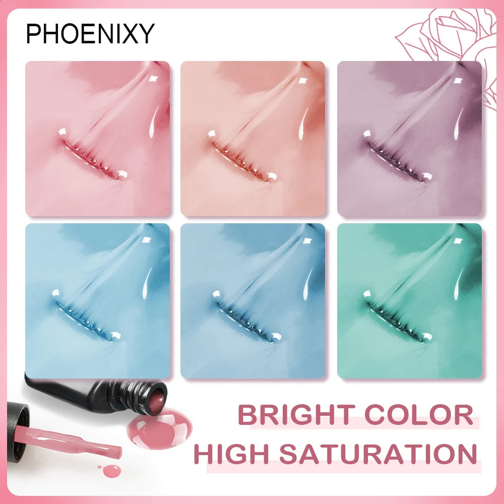 PHOENIXY Gel Nail Polish Set 8ml UV LED Soak Off Gel Varnish Red Pink Color Glitter Nail Gel Polish Top Base Coat Nail Art Kits 241230
