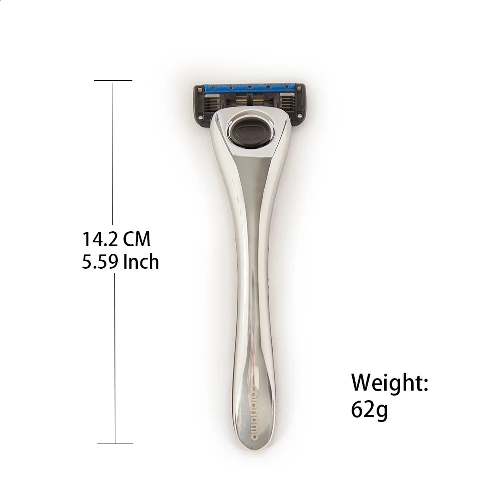 Colorlamb Silver Color Men Razor for Shaving Barber Tool Classy Manual Shaver with 2PCS 5 Layer Blades Cartridge 241230