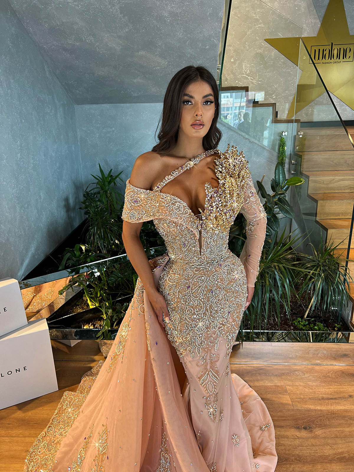 Luxury Mermaid Prom Evening Dresses Designer Free Shipping Sleeveless Lace Appliques Side Split Detachable Train Plus Size Custom Made Party Dress Ves