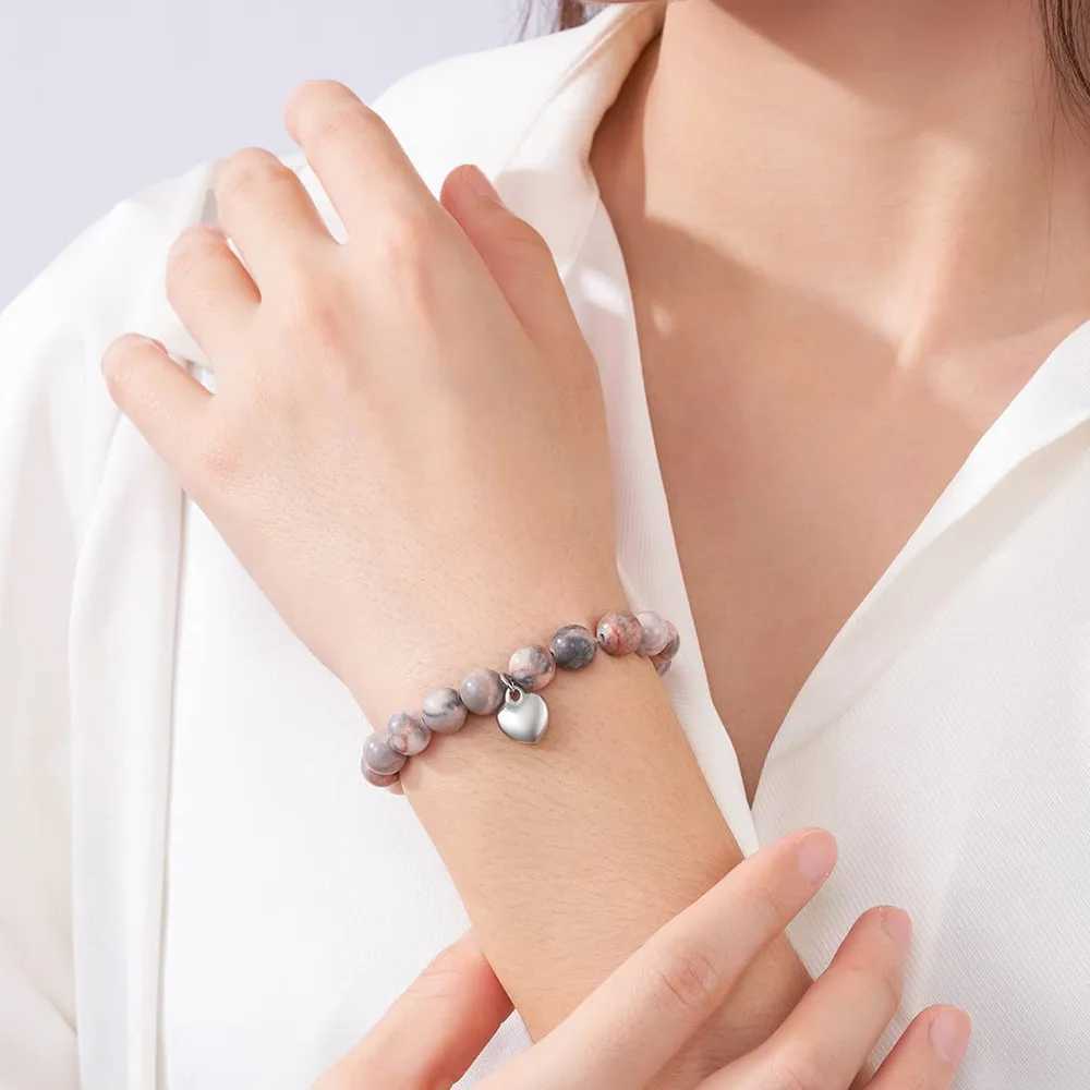 8mm pink zebra bead bracelet with card matte natural stone amethyst crystal suitable for women and men yoga Metion jewelry gifts W241231