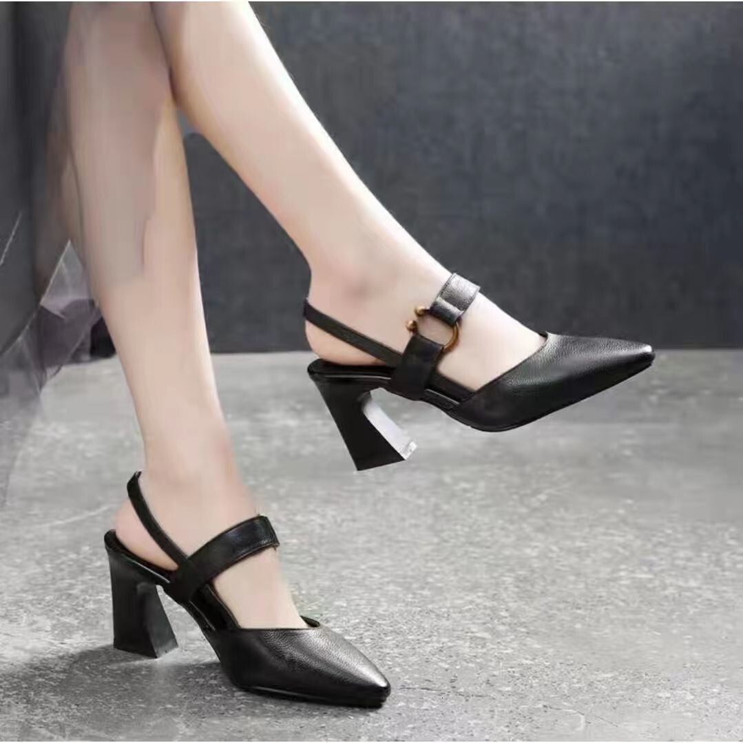 Summer New Ddmywed Back Air Sandals Square Headed Horseshoe Thick High Heels Fashion Casual Leather Women S Shoes Chinese Brand F Ddmysaturn