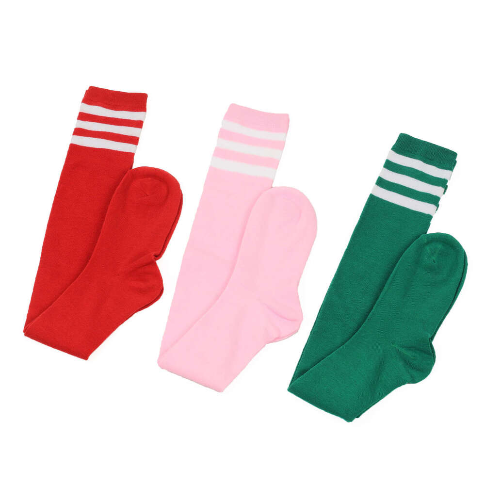 Japanese Three Bar Mid Calf Tube Knee Cosplay Performance Dance Socks, Women's Solid Color JK Socks