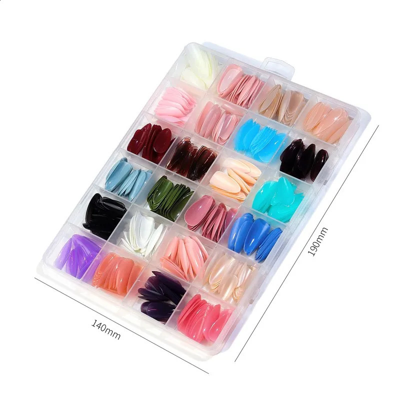 24 Lattices Full Cover Nail Grinding Sand Short Long Square Ballet Detachable Candy Color Extension Wear Press on False Nail Tip 241230