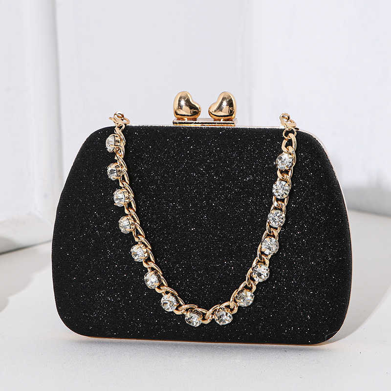 Advanced texture square box style banquet bag, heart-shaped diamond inlaid handbag, socialite banquet handbag, crossbody women's bag 241215