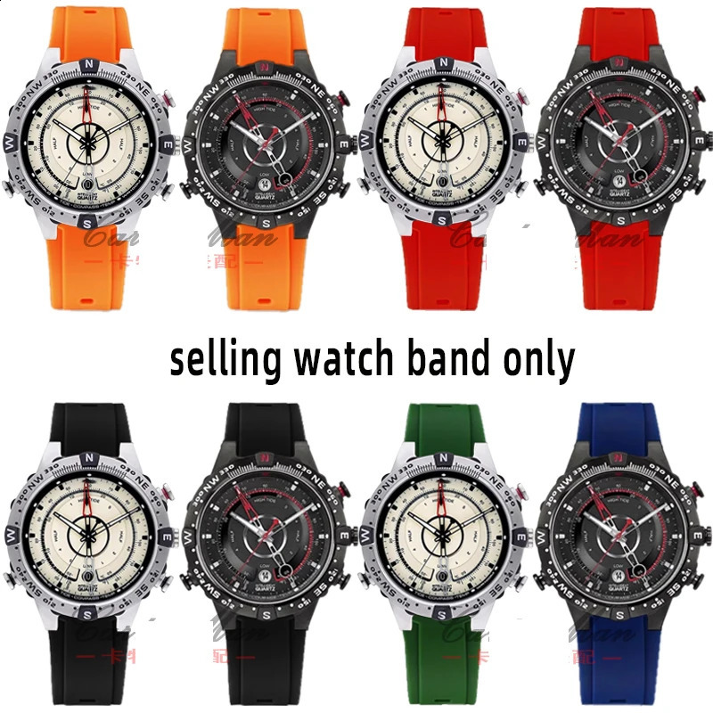 24-16mm Convex watchband Silicone bracelet for timex T2N738 T2N739 T2N720 T2N721 T49706 Butterfly clasp watch band Rubber strap 241230