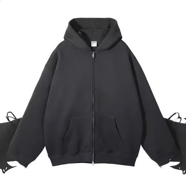 High Street Autumn and Winter Fleece 350G Double Head Zipper Cardigan Loose Trend Hooded Sweater Hoodies 241230