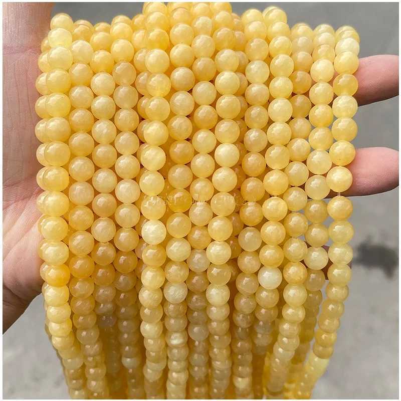Natural Yellow Jade Bracelet Shining Beadstone Stud Bead Bracelet Hengtai Fashion Jewelry Party Gift W241231