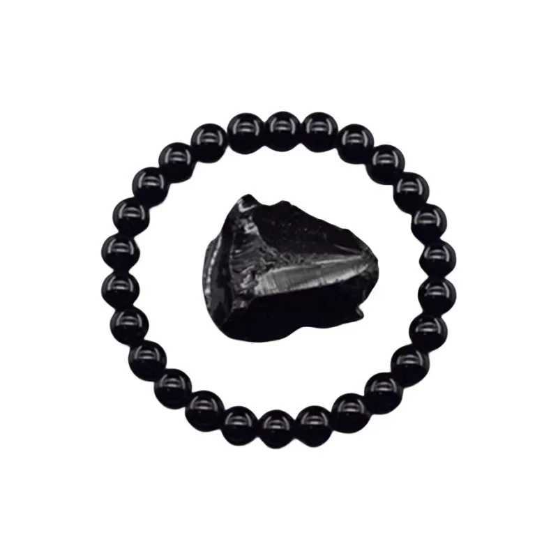Real Labrite stone bead bracelet mens retro black sparkling stone bracelet with original natural crystal gift W241231