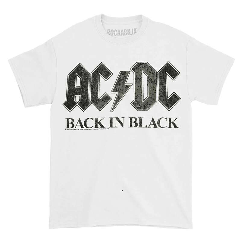 ACDC Band BACK IN BLACK Rock Punk American Vintage High Street Direct Spray Printed T-shirt