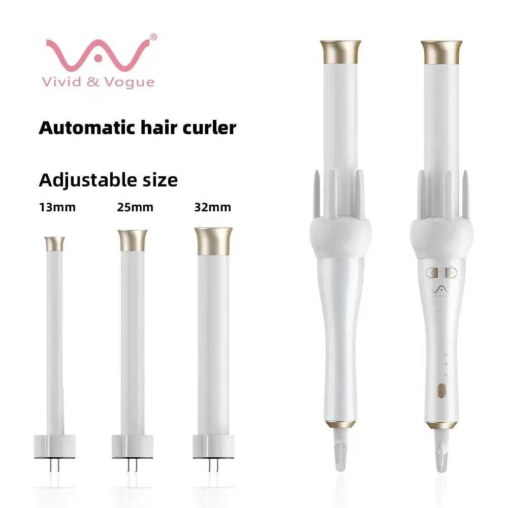 Vivid Vogue VAV-208B White Purple 2-Color Bucket Replace Professional Portable Automatic Rotating 32mm 13mm Hair Curler W241231