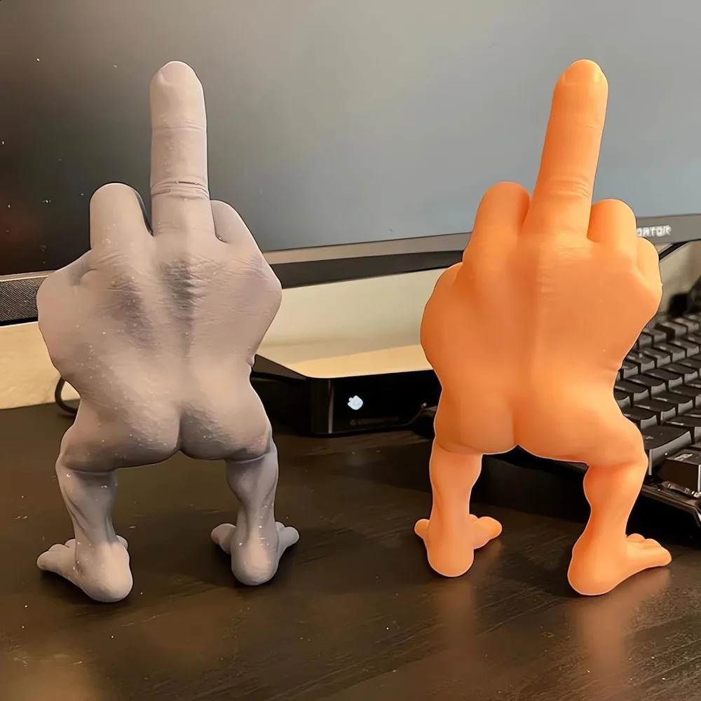 Middle Finger Figure With Legs Office Desk Funny Hand Gesture Resin Figurine Creative Home Ornaments Gift Room Decorations 241230