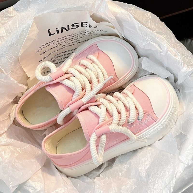 For Ddmywed Canvas Women S Outdoor Wear Spring And Autumn Edition Round Toe Thick Sole Breathable Niche Sponge Cake Student Board Shoes Chinese Brand 