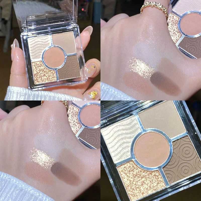 Five color eye shadow palette Earth color matte pearlescent eye shadow waterproof silk bright eye shadow Korean cosmetics W241230